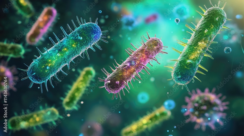 Microscopic World: Vibrant Bacteria in Motion Microscopic World: Vibrant Bacteria in Motion