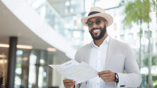 Stylish Traveler with Map: ...