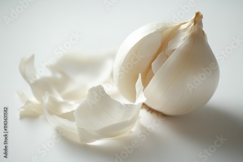 Peeled onion isolated on white background