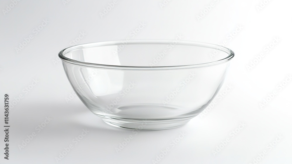 Empty Glass Salad Bowl on a Pristine White Background Empty Glass Salad Bowl on a Pristine White Background