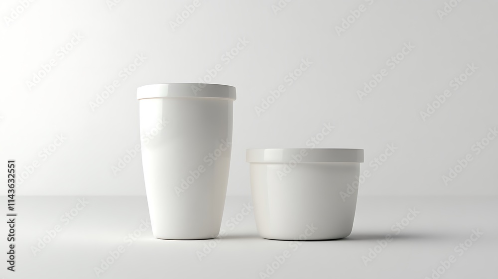 White Containers Mockup: Clean and Minimalist Product Presentation White Containers Mockup: Clean and Minimalist Product Presentation