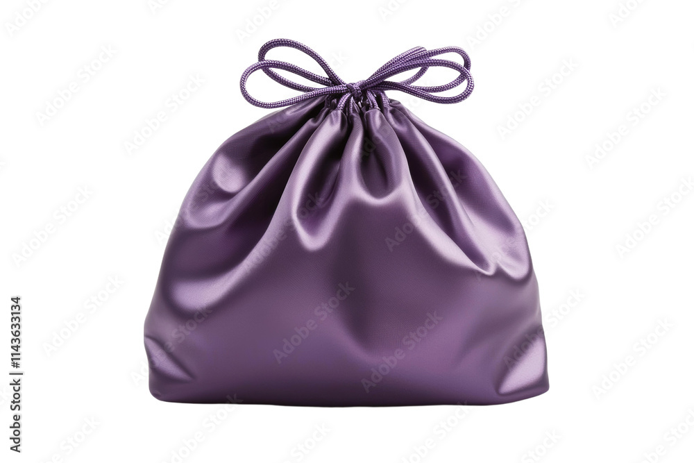 A purple purse with a purple ribbon tied around it A purple purse with a purple ribbon tied around it