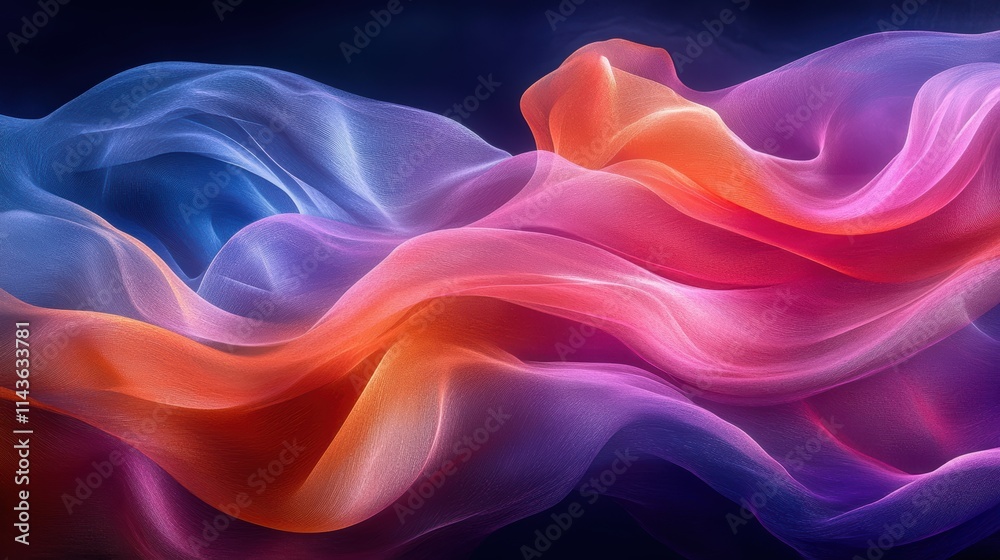 Fototapeta premium abstract design vibrant colors and fluid shapes. It showcases dynamic interplay of swirling forms in shades of pink, orange, blue, and purple, creating a sense of movement and energy.