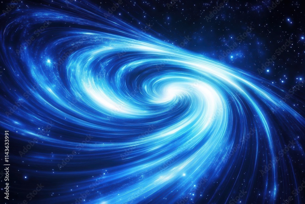 Fototapeta premium Swirling blue light trails abstract energy flows dynamic curved lines