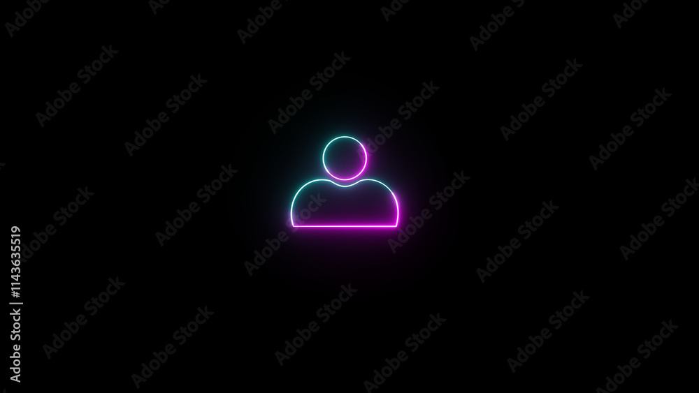 Neon-glow user or profile or avatar icon. Two-tone blue and purple person or user account or people sign Neon-glow user or profile or avatar icon. Two-tone blue and purple person or user account or people sign