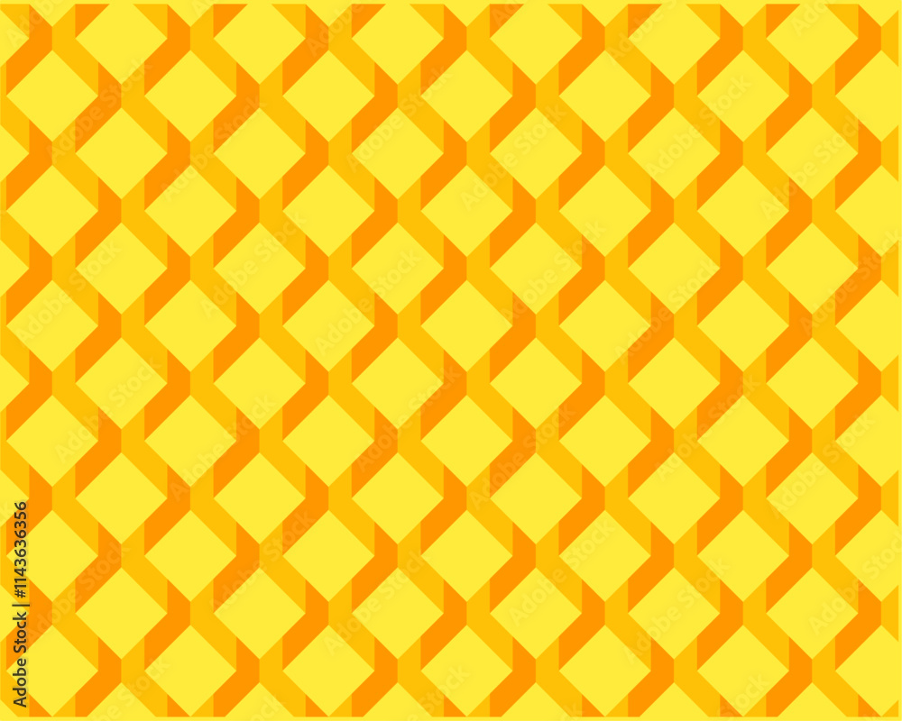 Seamless geometric pattern with interlocking yellow and orange diamond shapes. Modern and vibrant design suitable for backgrounds, wallpapers, and textiles Seamless geometric pattern with interlocking yellow and orange diamond shapes. Modern and vibrant design suitable for backgrounds, wallpapers, and textiles