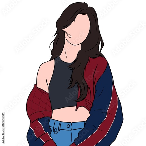 Digital Illustration of K-pop Girl Idol – 2024 Korean Trend photo