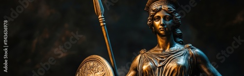 Bronze statue of Athena goddess of wisdom showcasing strength and grace in ancient craftsmanship photo