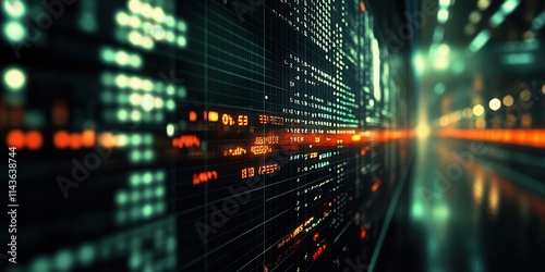 A futuristic digital landscape with glowing data streams, showcasing technology, networks, and data visualization.