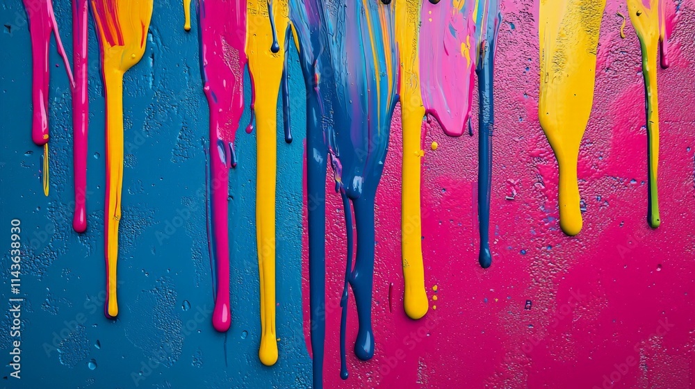 colorful paint dripping down a wall colorful paint dripping down a wall