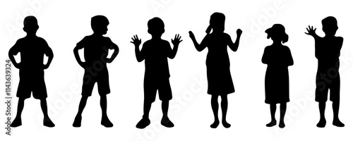 Children Silhouettes set isolated on white background.