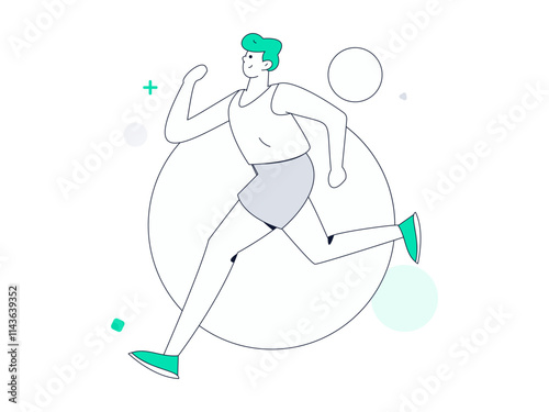 People exercising healthy running vector internet operation illustration
