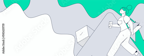 People exercising healthy running vector internet operation illustration
