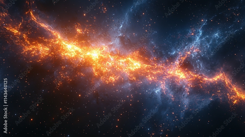 Fiery Cosmic Nebula Swirling Through Space Fiery Cosmic Nebula Swirling Through Space