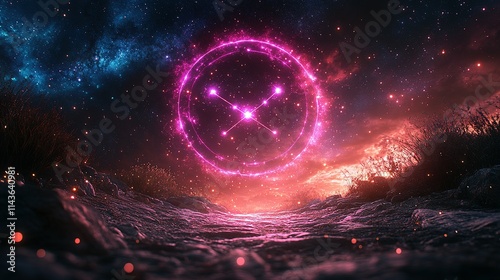 Celestial Portal Glowing Brightly In Night Sky