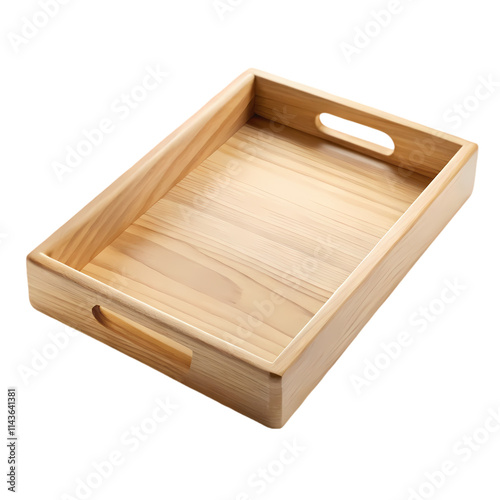 Empty Wooden Serving Tray with Handles