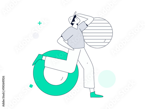 People exercising healthy running vector internet operation illustration
