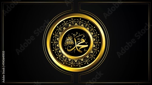 Mawlid al nabi islamic greeting card with translate is Prophet Muhammad green screen background