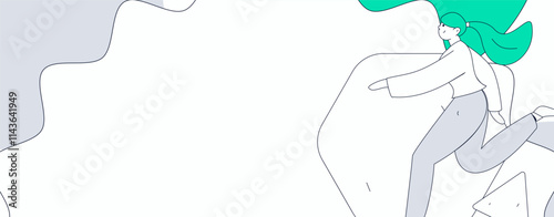 People exercising healthy running vector internet operation illustration
