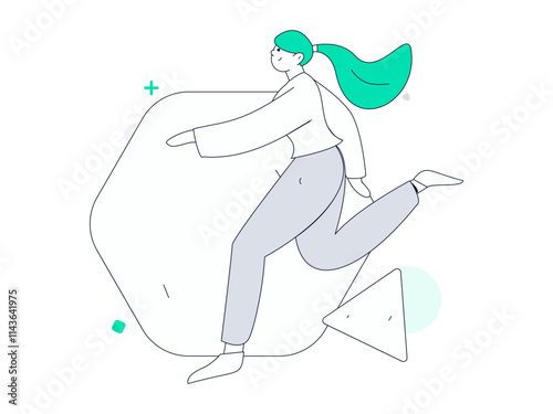 People exercising healthy running vector internet operation illustration
