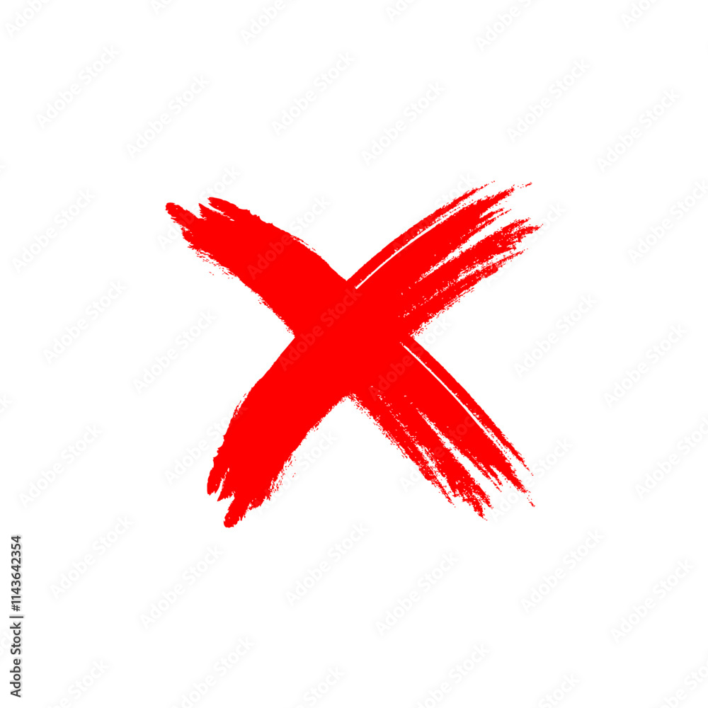 Grunge brush Cross red vector. X red vector. Grunge brush Cross red vector. X red vector.