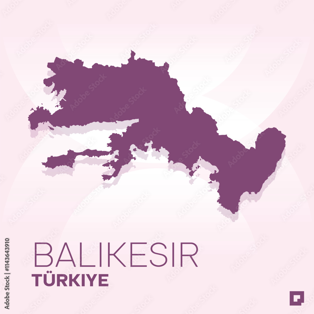 Obraz premium Balıkesir vector map, Vector map of Balıkesir, editable eps, AI files, Vector illustration of Balıkesir vector map