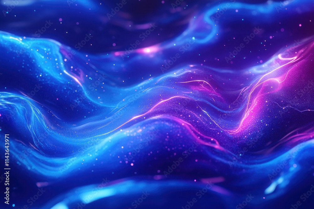 Obraz premium Abstract energy waves vibrant blue and purple colors dynamic curved lines