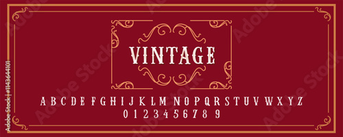 Vintage Font upper case, and numbers, for logo and packaging design, short phrases, or headlines. font vector.