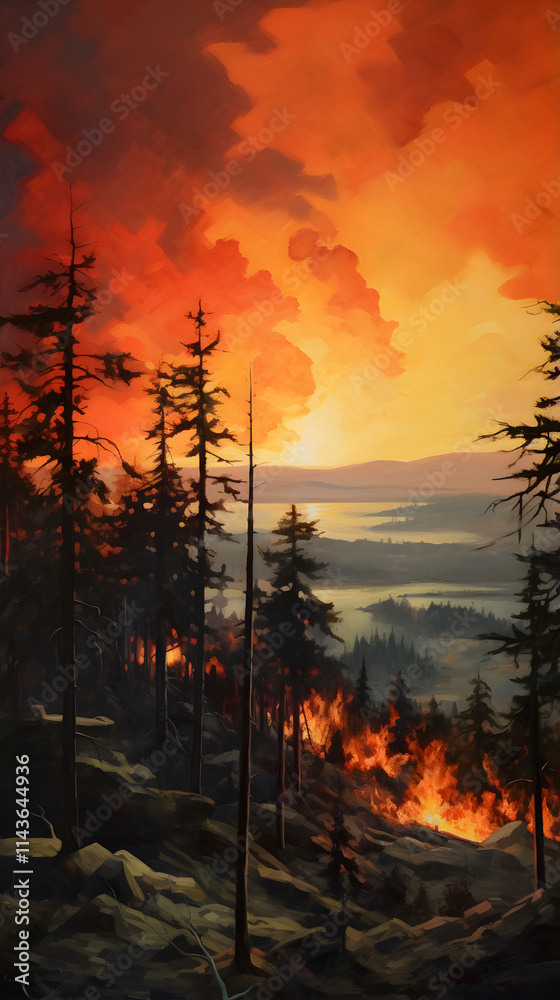 Wildfire: Nature's Destructive Beauty - Unleashed Fury of Flaming Forest Wildfire: Nature's Destructive Beauty - Unleashed Fury of Flaming Forest