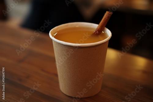 Warm Apple Cider in a Paper Cup photo