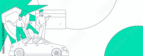 Buy insurance for car flat character vector concept operation illustration
