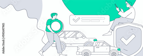 Buy insurance for car flat character vector concept operation illustration
