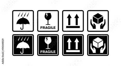 Fragile icon vecotor. handle with a care black icon on a white background. photo