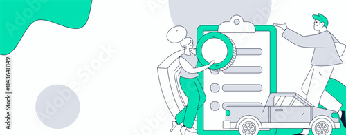 Buy insurance for car flat character vector concept operation illustration
