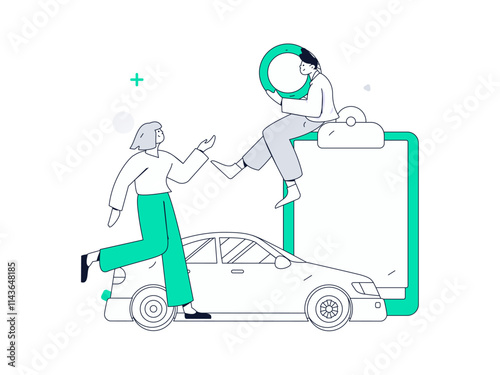 Buy insurance for car flat character vector concept operation illustration
