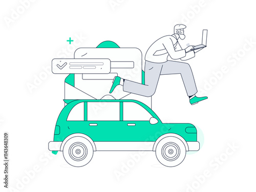 Buy insurance for car flat character vector concept operation illustration
