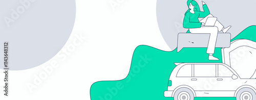 Buy insurance for car flat character vector concept operation illustration
