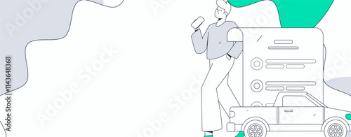 Buy insurance for car flat character vector concept operation illustration
