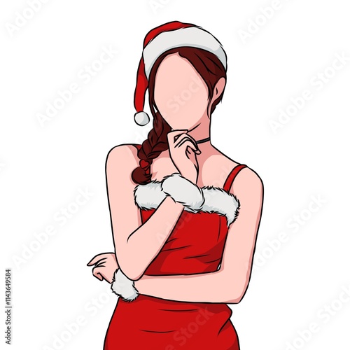 K-pop Female Idol Christmas Vector Illustration – Festive Holiday Art photo