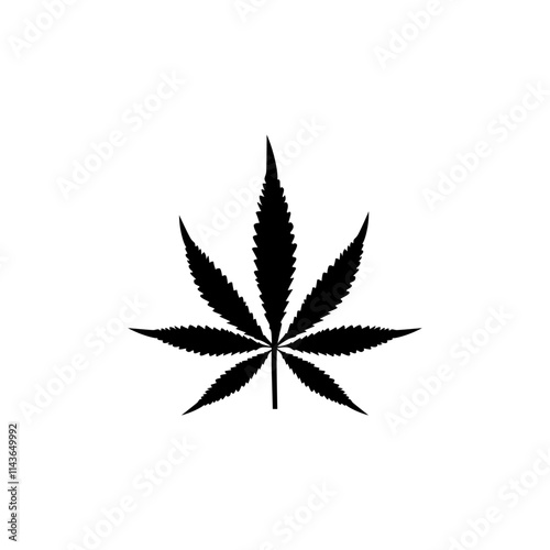 Simple cannabis leaf black icon vector illustration.
