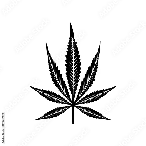 Simple cannabis leaf black icon vector illustration.