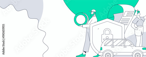 Buy insurance for car flat character vector concept operation illustration
