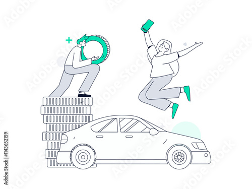 Buy insurance for car flat character vector concept operation illustration
