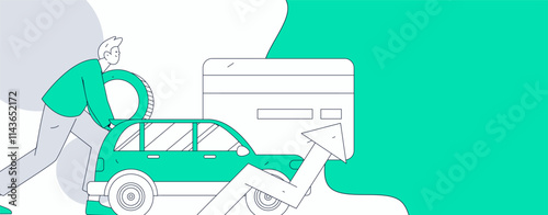 Buy insurance for car flat character vector concept operation illustration
