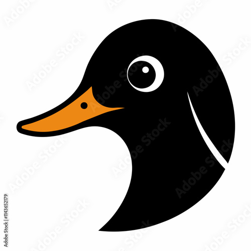 A minimalist black vector illustration of a duck's head