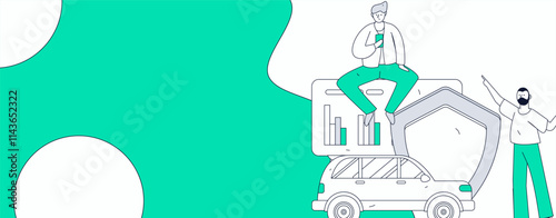 Buy insurance for car flat character vector concept operation illustration
