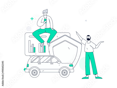 Buy insurance for car flat character vector concept operation illustration
