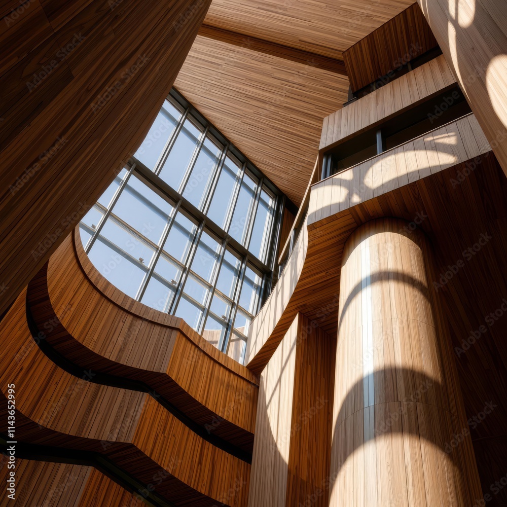 Obraz premium Modern architecture details wood concrete design wood design concrete architecture wall floor modern