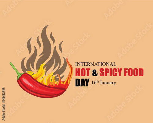 International Hot and Spicy Food Day poster, banner, card, background vector illustration.