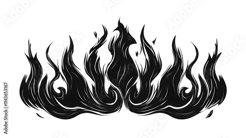 Black burning flames in a fierce design, vector illustration